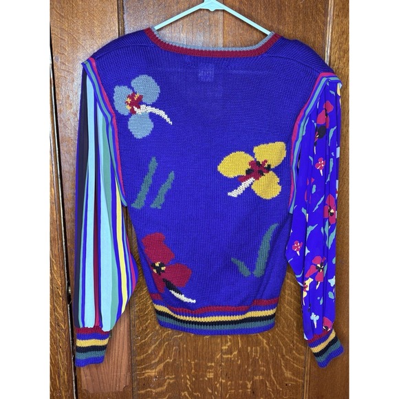 Vtg Womens Sweater Floral Acrylic Wool Boho Diane Freis For Marisa Christina Med - Picture 7 of 10